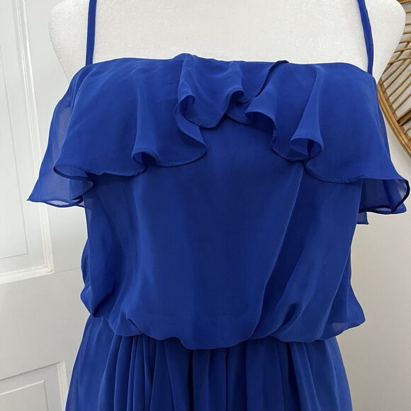 AIDAN MATTOX Royal Blue Flowy Lined Ruffle Grecian Style Maxi Dress Womens Sz 2 - Picture 2 of 8